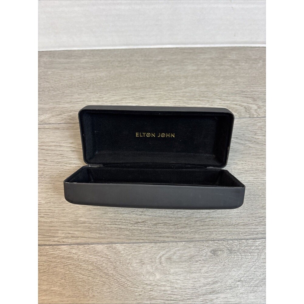 ELTON JOHN Hard Eyeglasses Case. Black Star On Top Hinged Glasses Holder